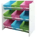 MCW Kinderregal Holz 9 Ablageflächen Weiß/Blau/Rot/Grün mit Boxen