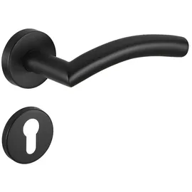 Meintürgriff Drückergarnitur Neapel Edelstahl Schwarz Türgriff Türdrücker Rosettengarnitur, BB-