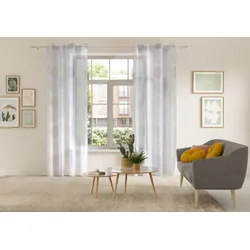 Gardine MY HOME "BELEM" Gr. 1, grau (stein), B:140cm H:145cm, Polyester, Gardinen, 1 Schal, Polyester, Kreise
