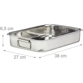 Relaxdays Bräter mit Rost L 38 x 27 cm Silber