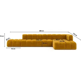 kaiser möbel Ecksofa mit Hocker GRAND L, stoff Salvador, Gelb, Rechts - Gelb