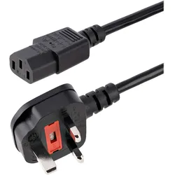 StarTech.com 3ft (1m) UK Computer Power Cable, BS 1363 to C13 Power Cord, 18AWG,