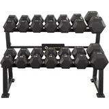 Hantelständer-Set HEX PRO STR20 225 KG SCHWARZ|SCHWARZ 30kg