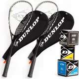 Dunlop Biotec Lite Ti SVR Squash Rackets Set, 2 Rackets with Covers and 3 Squash Balls