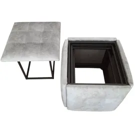 RODNIK Sitzhocker Transformer 5-in-1 Vellours 50 x 50 x 50 cm Grau
