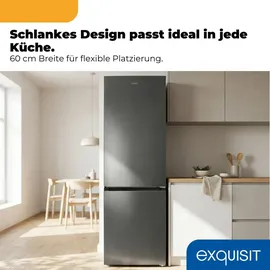 Exquisit KGC5400-130-NF-040D Kühl-Gefrierkombination (400 l, 1860 mm hoch, Inoxlook)