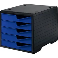 Styro Schubladenbox styroswingbox blau 275-8430.3591, DIN C4 mit 5