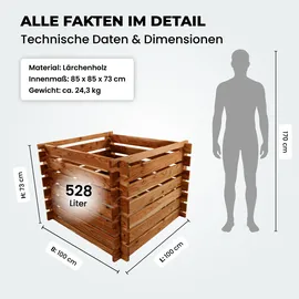 NATIV Holzkomposter braun 100x100cm Lärche für Garten Stecksystem langlebig