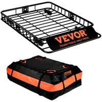 Vevor Dachgepäckträger Korb Auto Dachkorb Universal 1305 x 915 x 127 mm, Dachgepäckträger Wanne inkl. Tasche 90 kg Tragfähigkeit Relingträger Fracht Gepäckablage Schwarz für Camping, Reisen