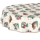 ANRO Tischdecke Weihnachten abwaschbare Weihnachtstischdecke (Einzelstück 1-tlg), Schmutzabweisend Weihnachten Grün Oval 200x140cm grün Oval | 140 cm x 200 cm