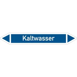 Rohrleitungskennzeichnung, Kaltwasser, Einzeletikett, Folie - DIN 2404 - 270x37 mm Folie selbstklebend