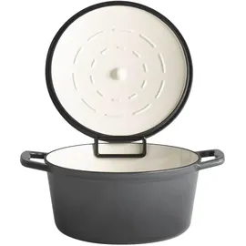 APS Kochtopf mit Deckel "5 STARS", Schmortopf Gusseisen, induktionsgeeignet, ofenfest, inkl. Deckelhalter, Ø 25 cm, 4 Liter, anthrazit