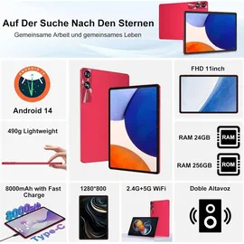 ujj Android Tablet 11" 5G (2024) 24 GB RAM 256 GB Rot