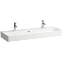Laufen VAL Waschtisch, unterbaufähig, 2 Hahnlöcher, mit Überlauf, 1200x420mm, H8102894001071 Farbe: weiß LCC