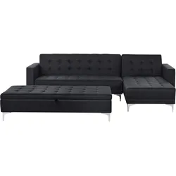 Ecksofa mit Stauraum-Ottomane ABERDEEN Graphitgrau mit Stauraum Linksseitig