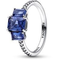 PANDORA Timeless Blauer Rechteckiger Funkelnder Drei-Stein-Ring in Sterling-Silber mit Cubic Zirkonia Timeless Collection, Größe 56,