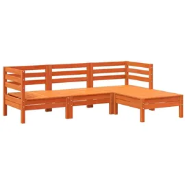 vidaXL Gartensofa 3-Sitzer mit Hocker Wachsbraun Massivholz Kiefer