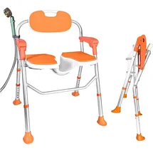 Gojoy Höhenverstellbarer Duschhocker mit Lehne blau/orange/weiß