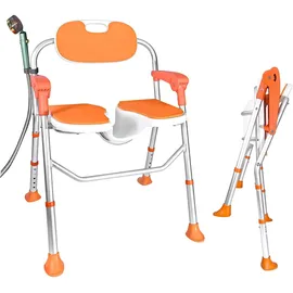 Gojoy Höhenverstellbarer Duschhocker mit Lehne blau/orange/weiß