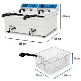 Vertes Doppel-Friteuse 2x13L Edelstahl