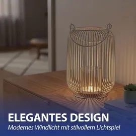 Cepewa Laterne oval Metallstreben Eisen weiß