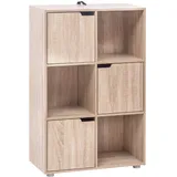 Woltu Bücherregal Bücherschrank Standregal Aufbewahrungregal Raumteiler Büroregal Aktenschrank, mit 3 Türen, 6 Fächer, 29 x 91 x 59,6 cm, SK001hei