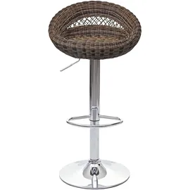 Mendler 2er-Set Barhocker HWC-G26, Tresenhocker Barstuhl Drehhocker, In-/Outdoor Poly-Rattan chrom
