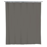 WENKO Duschvorhang Uni Mouse Grey - wasserdicht, pflegeleicht, mit 16 Duschvorhangringen, Polyethylen-Vinylacetat, 240 x 180 cm, Grau