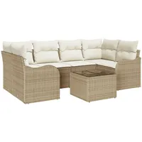 VidaXL 7-teiliges Garten Sofa Set mit Kissen Beige Poly