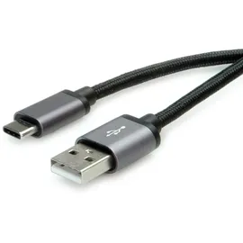 Roline USB 2.0 Kabel, Typ C - Typ A, ST/ST, schwarz, 0,8 m