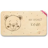 Frühstücksbrettchen Holz Natur - Bär Tier Motiv Bären Kinder Geschenk mit Name - 22x12 - Holz - personalized cutting board geschenke bärchen bear aus boards personalisierte teddy tiere wooden