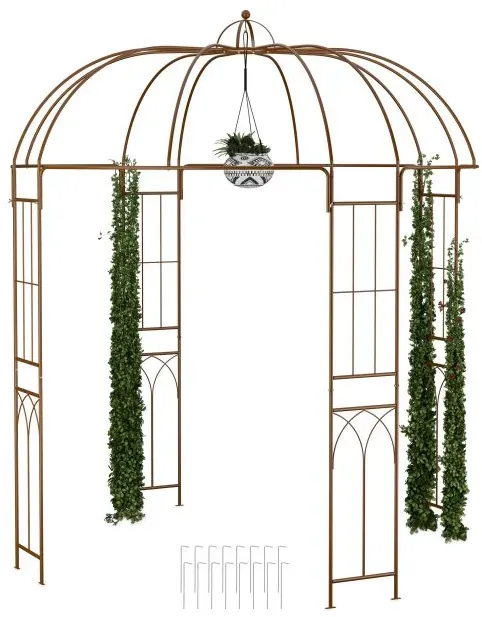 Relaxdays Rosenpavillon Metall Braun