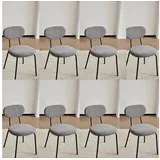 LuxusKollektion Esszimmerstuhl Esszimmerstuhl 8er stapelbar gepolstert Metallbeine Dunkelgrau 8er-Set grau