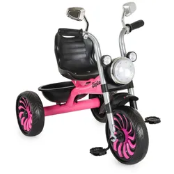 Byox Kinderdreirad Captain Musikfunktion Lichter Spiegel Hinterkorb Rückenlehne rosa
