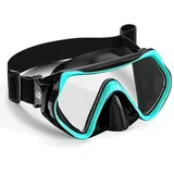 Findway Taucherbrille Erwachsene mit Stoffband, Schnorchelmaske für Herren Damen mit Nasenabdeckung Schwimmbrille Anti-Fog, Tauchmaske mit 180°Panorama HD Tempered Glas Anti Nebel Anti-Leck
