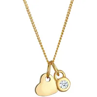 Elli DIAMONDS Halskette Herz Solitär Diamant (0.03 ct) 585 Gelbgold