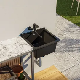 QLS Ausgussbecken 40 x 38 x 22,8 cm Schwarz