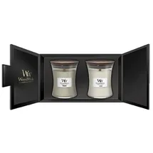 Woodwick Fireside Linen Duftkerze 2 x 275 g weiß