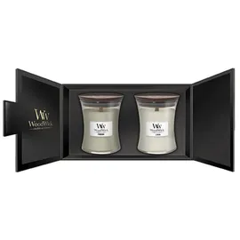 Woodwick Fireside Linen Duftkerze 2 x 275 g weiß