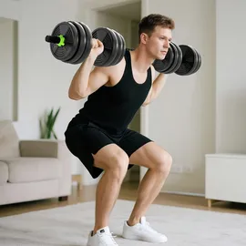 sportnow Hantelset verstellbar 20 kg Kurzhanteln grün