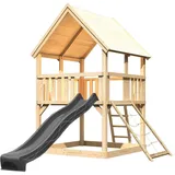 Karibu Kinderspielturm Luis mit Wellenrutsche Anthrazit