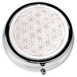 Pillendose, Mandala-Roségold, Blume des Lebens, rundes Pillenetui, Medikamenten-Organizer, Reise-Pillendose, Reise-Pillen-Organizer