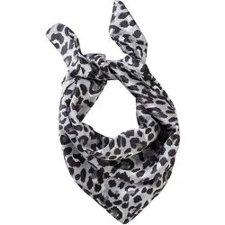 Halstuch LAURA SCOTT, Damen, grau (grau, schwarz), Satin, Polyester, Animalmuster, bedruckt, leicht glänzend, leicht durchscheinend, leicht transparent, feminin, Modetücher, mit trendigem Allover-Leopard-Muster - NEW