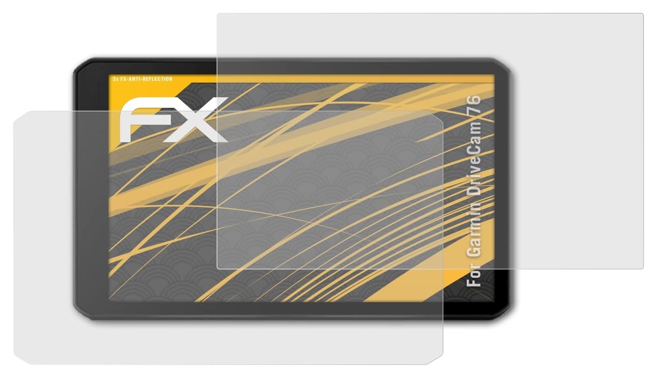 atFoliX Panzerfolie kompatibel mit Garmin DriveCam 76 Schutzfolie, entspiegelnde und stoßdämpfende FX Folie (3X)
