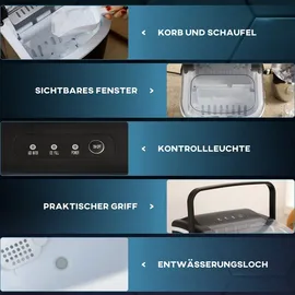 Homcom Eiswürfelmaschine Eiswürfelbereiter 9 Würfel in 6-12 Minuten fertig, 12 KG/24 H, Wasserstation mit 1,3 l Wassetank Display Ice Cube Maker Maschine - Eiswürfelautomat Selbstreinigung