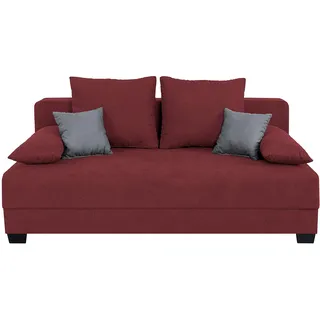 Boxspringsofa - cranberry-grau - Dauerschläfer mit Staukasten