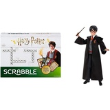 Mattel Games GMG29 - Scrabble Harry Potter Wörterspiel in deutscher Sprachversion, Familienspiele ab 10 Jahren + Mattel FYM50 - Harry Potter Puppe