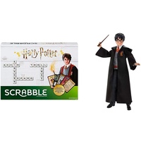 Mattel Games GMG29 - Scrabble Harry Potter Wörterspiel in deutscher Sprachversion, Familienspiele ab 10 Jahren + Mattel FYM50 - Harry Potter Puppe