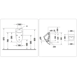 Vigour DERBY Urinal Zulauf verdeckt mit SoftClose Deckel, Ablaufgarnitur und Zulaufgarnitur