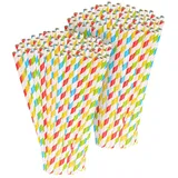 200 Retro Papier-Trinkhalme in 4 Farben, gestreift,
